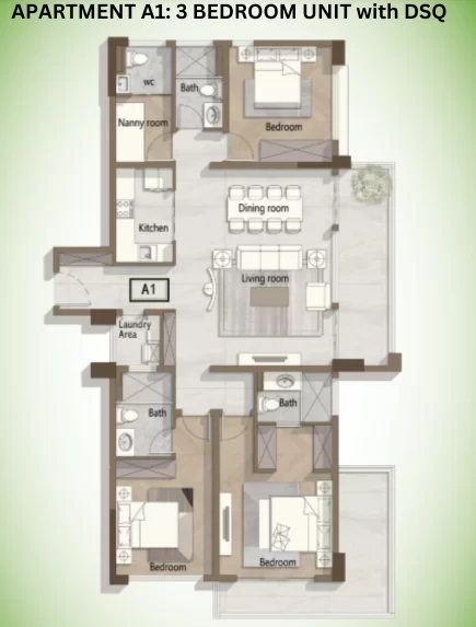 capital garden apartments Kilimani 3 Bedroom 78M²